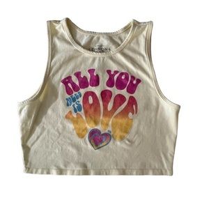 Goodie Two Shoes “All You Need Is Love” tank crop top